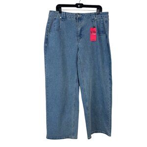 Emmiol NEW Wide Leg Jeans Size XL Lightwash Denim Light Blue High Rise Casual